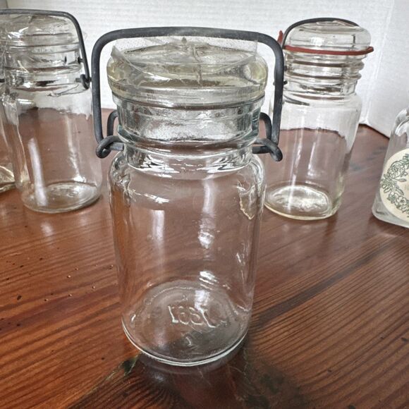 Lot Of 5 Vintage Glass Canning Jars Metal Bales 8 0z - Picture 8 of 16